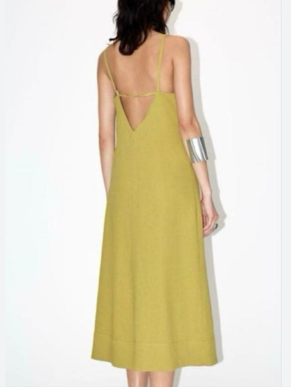Zara ZW Collection Linen and Viscose Blend Midi Dress Open Back - Picture 9 of 9